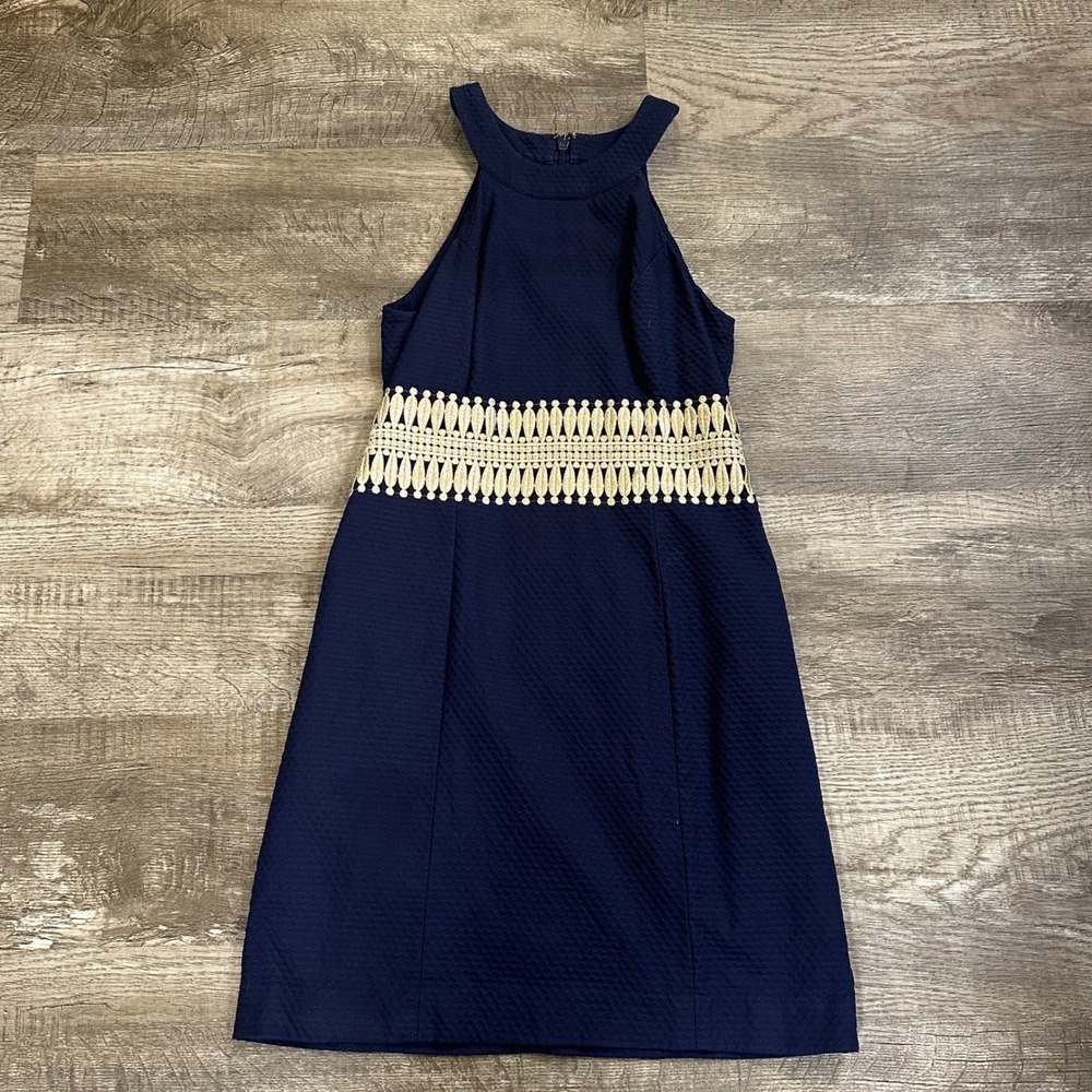 Lilly Pulitzer Ashlyn Halter Shift Dress with Crochet Lace Waist Size 2